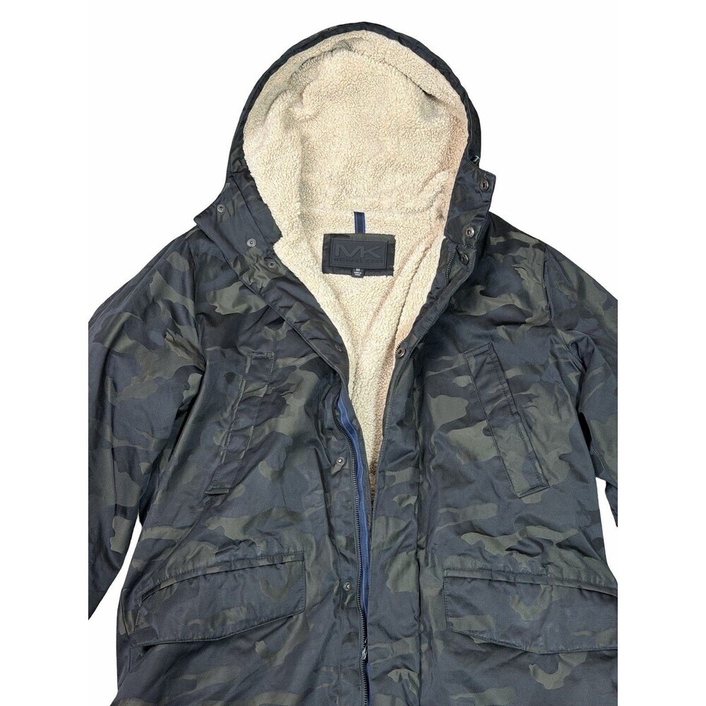Michael Kors Mens Otto Stadium Parka Camo Hooded Jacket Sherpa Lined Medium M - Picture 2 of 16